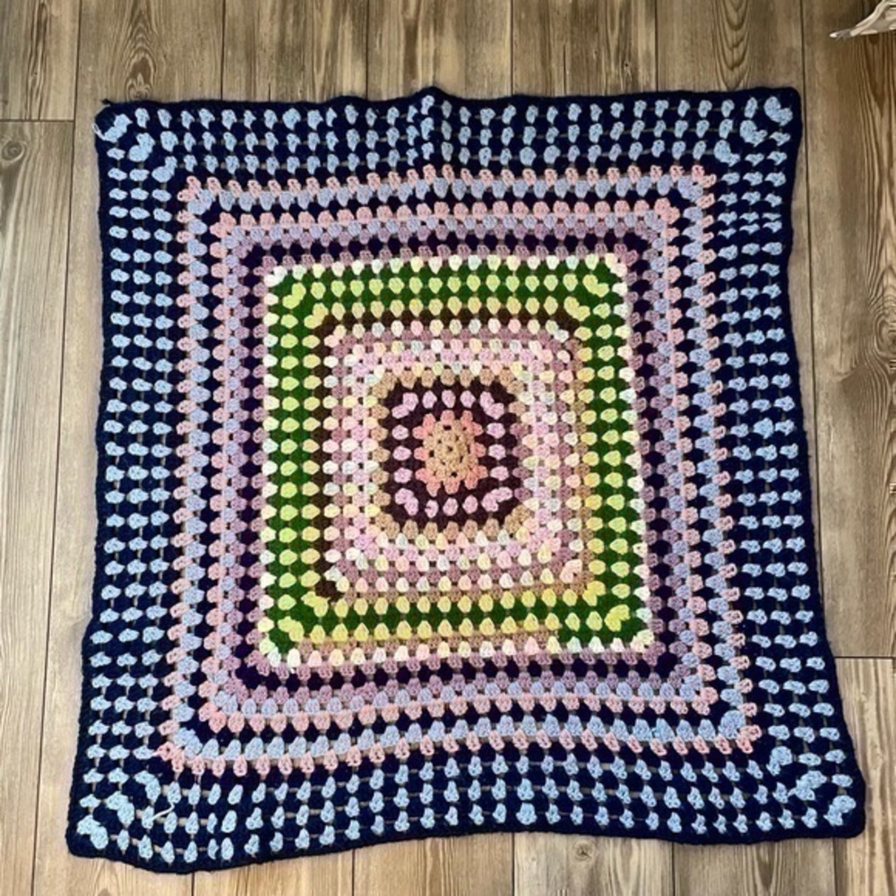 Handmade Afghan Crochet Blanket | Throw Granny Square Blanker Afghan 36.5 x 36.5